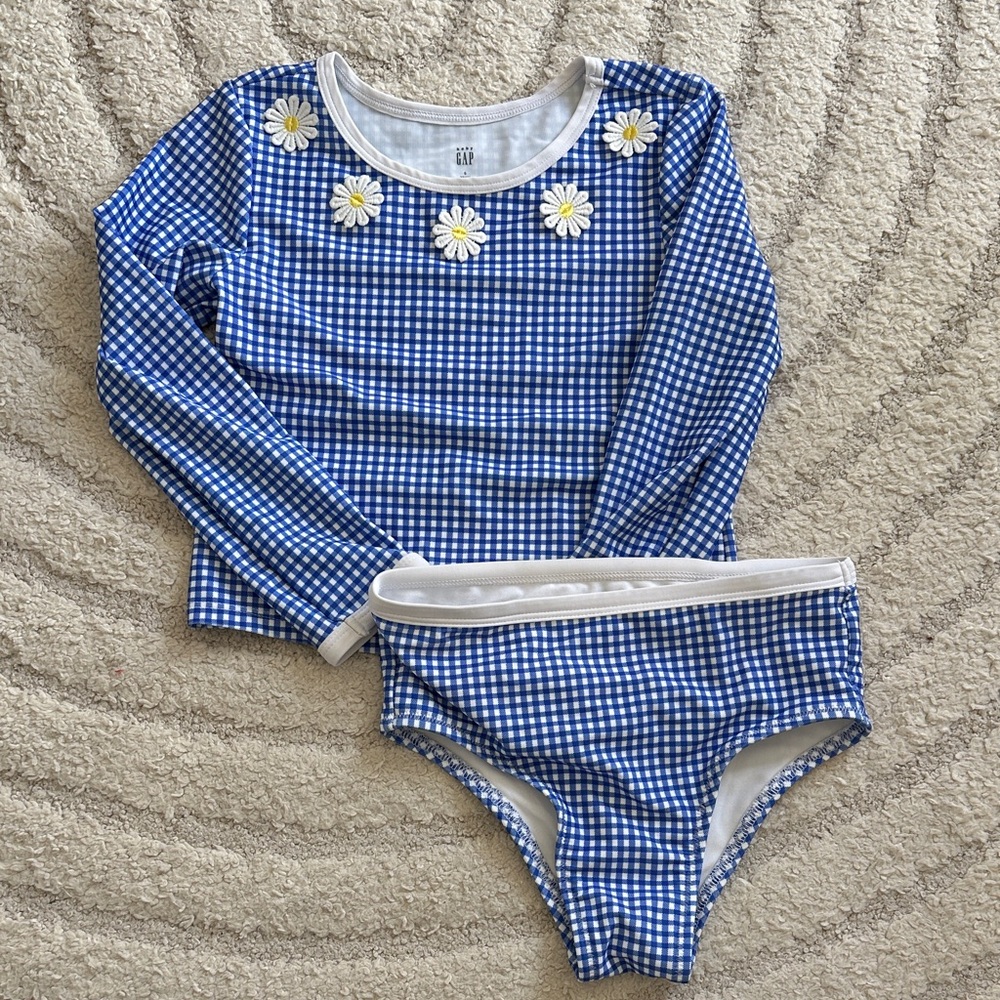 Blue Gingham Kids Swim Set- Worn Once